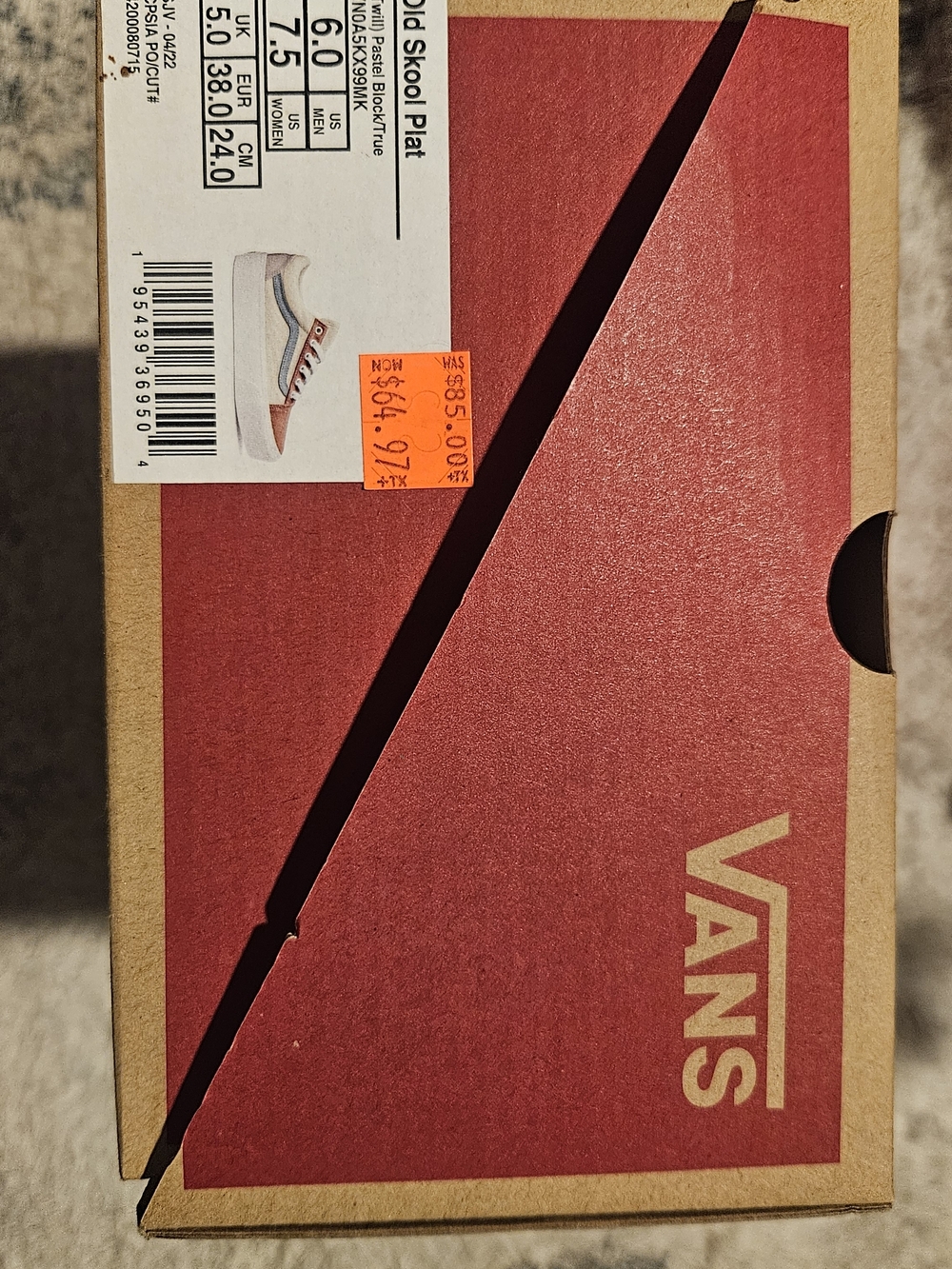 Vans Red and Tan Logo Shoe
